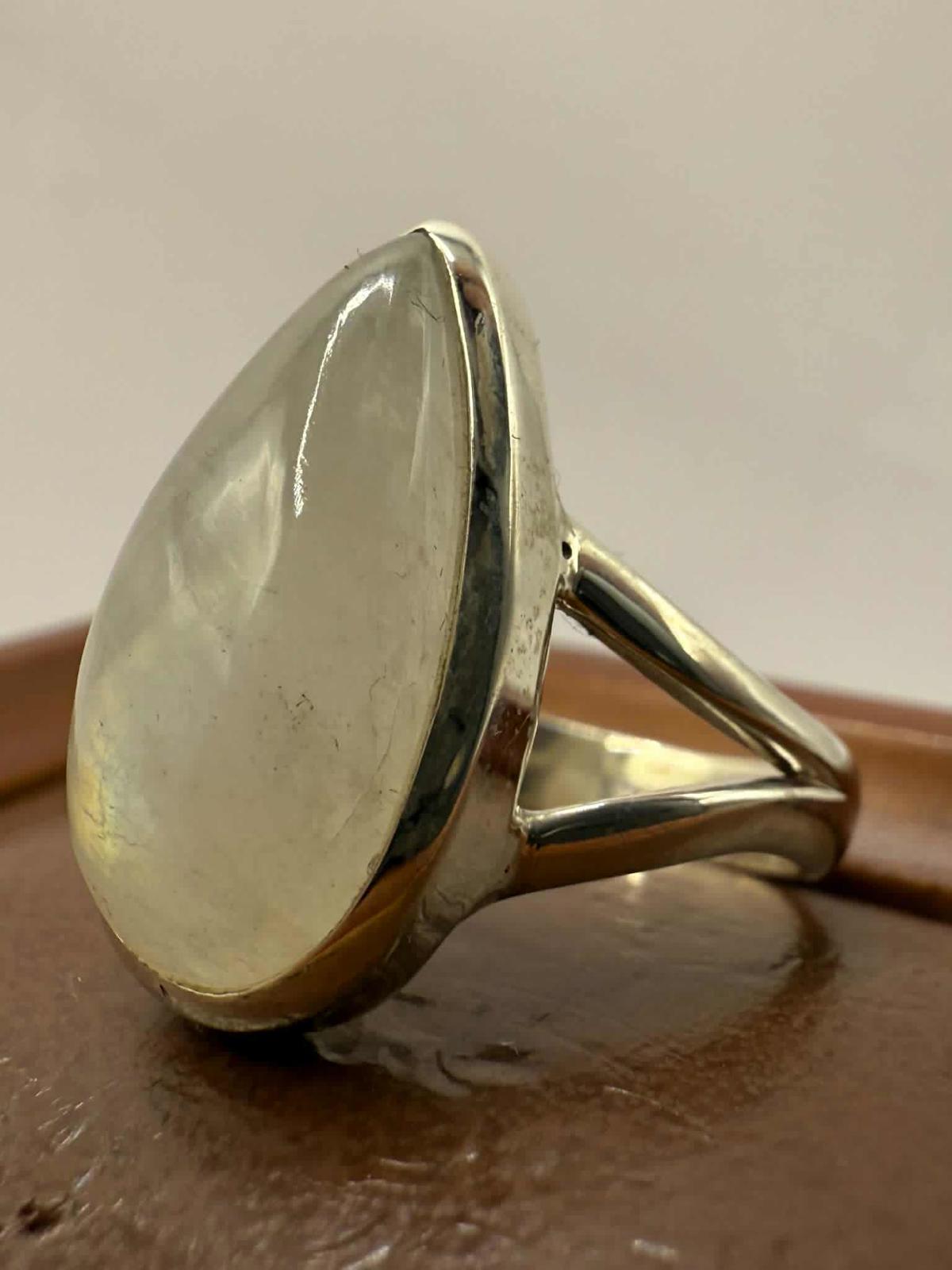 Quality 925 Sterling Silver Crystal Set Ring • Size - M½ • 5.29 Grams