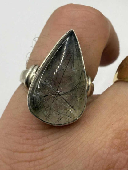 Quality 925 Sterling Silver Tear Drop Stone Set Ring • Size - M • 5.70 Grams
