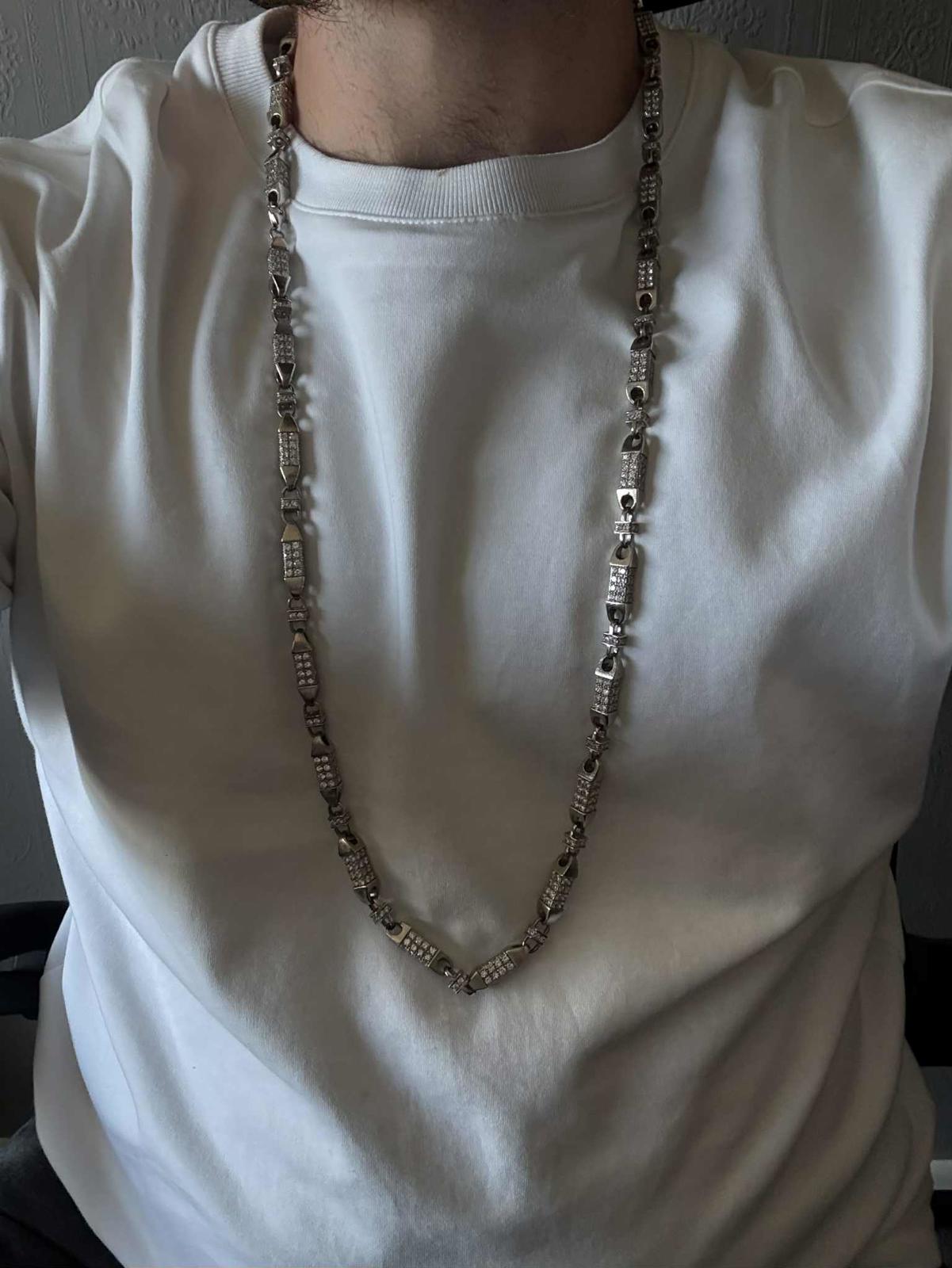 Quality 925 Sterling Silver Stone Set Chain - 35 Inch - 134.01 Grams