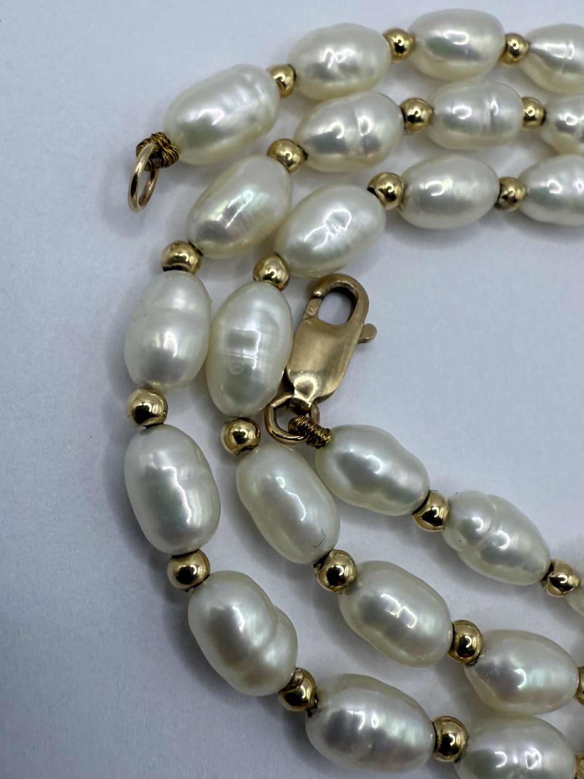 Quality 9ct Gold Clasp Pearl Necklace & Bracelet Set - 17.07 Grams