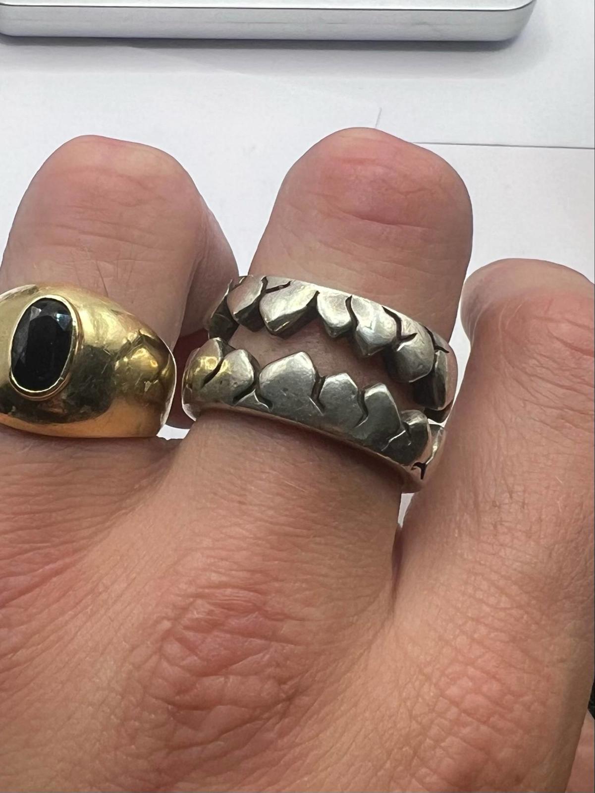 Unique 925 Sterling Silver Mouth Ring • Size - T  • 19.93 Grams