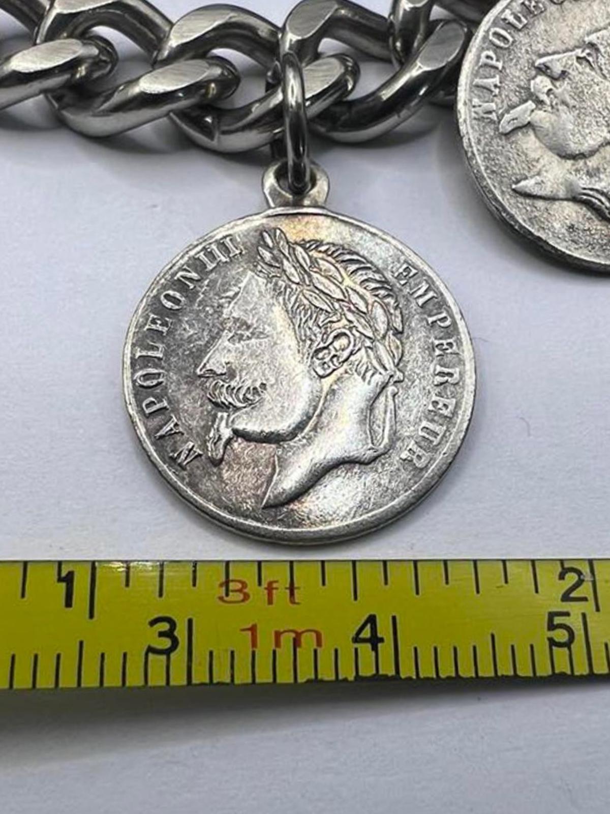 Quality 925 Sterling Silver Coin Curb Bracelet - 43.80 Grams