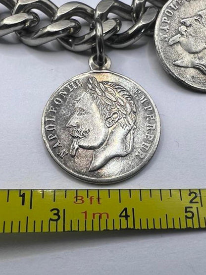 Quality 925 Sterling Silver Coin Curb Bracelet - 43.80 Grams