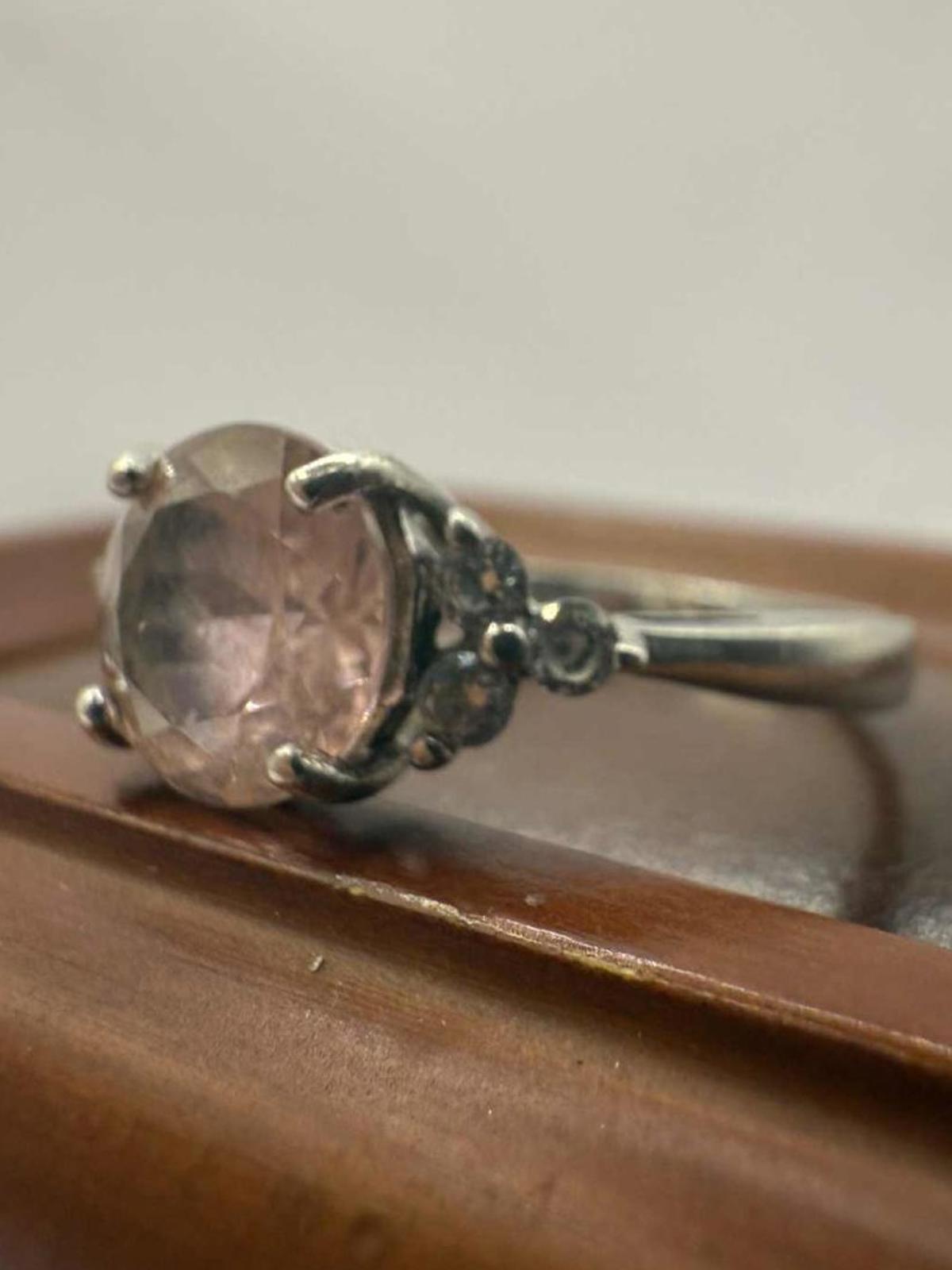 Quality 925 Sterling Silver Pink Stone Cluster Ring • 2.65 Grams • Size - P