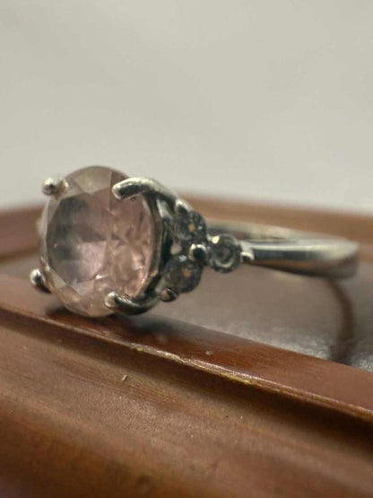 Quality 925 Sterling Silver Pink Stone Cluster Ring • 2.65 Grams • Size - P
