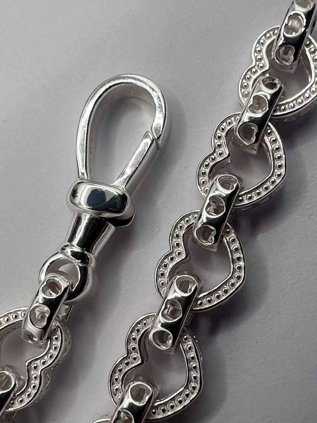 Quality 925 Sterling Silver Heart Link Bracelet - 16.36 Grams
