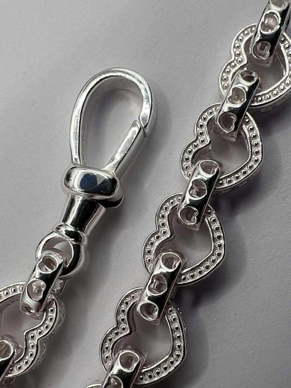 Quality 925 Sterling Silver Heart Link Bracelet - 16.36 Grams