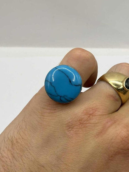 Quality 925 Sterling Silver Turquoise Set Ring • 6.00 Grams • Size - O