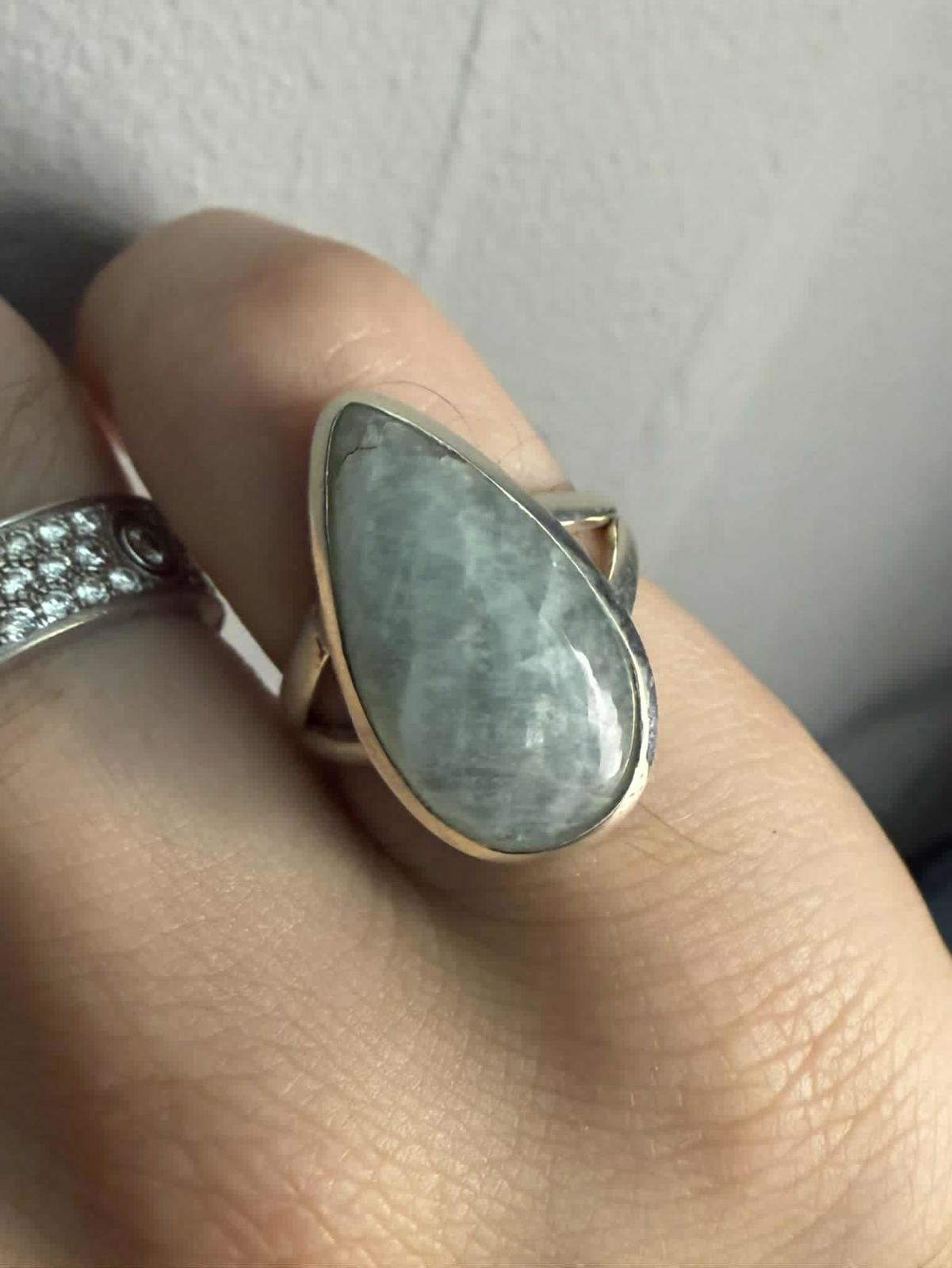 Quality 925 Sterling Silver Aquamarine Crystal Set Ring • Size - K½ • 5.38 Grams