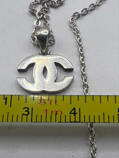 Quality 925 Sterling Silver CC Pendant & Chain Set - 5.22 Grams