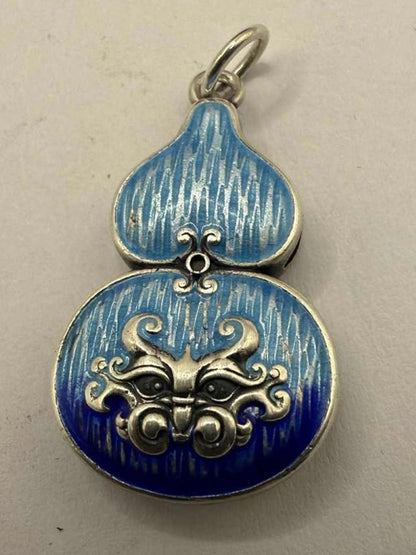 Quality 999 Fine Silver Double Sided Enamel Design Pendant - 4.18 Grams