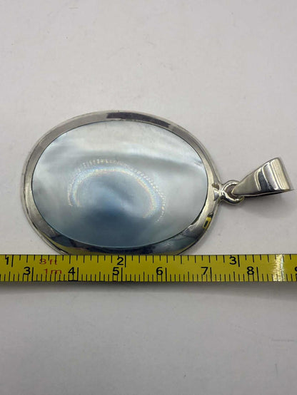 Quality 925 Sterling Silver Mother Of Pearl Set Pendant • 14.91 Grams