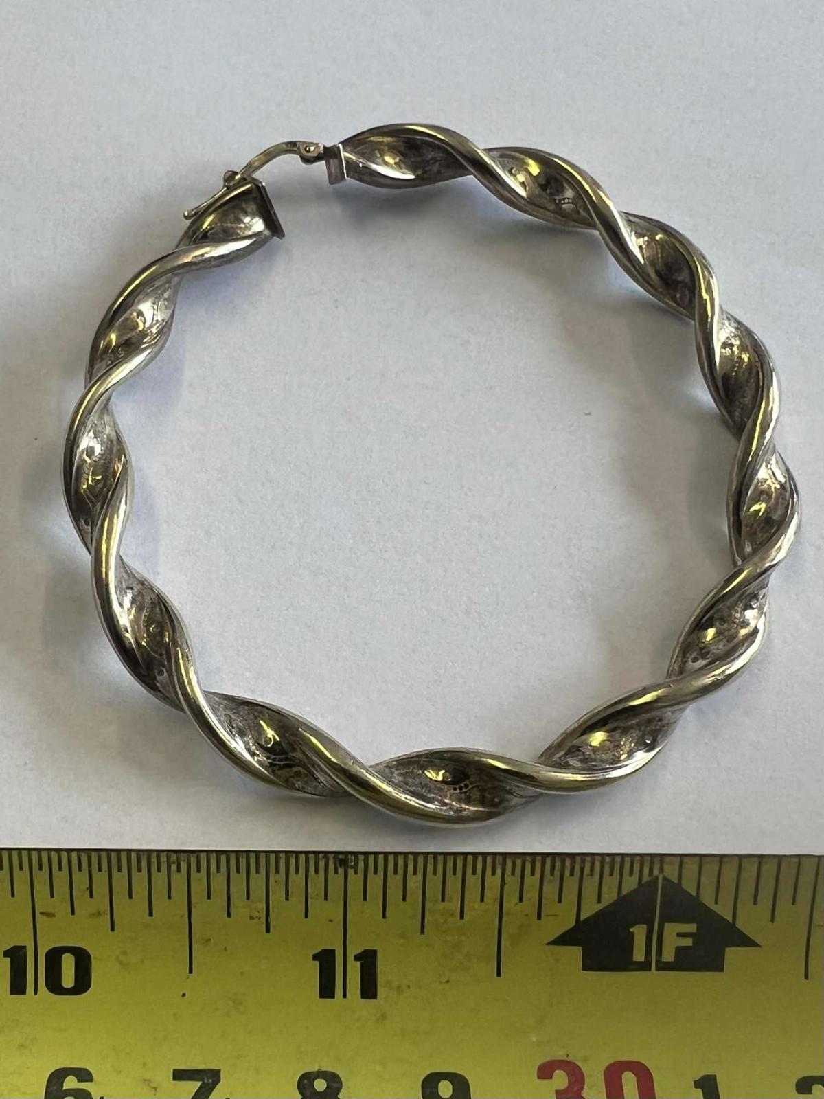 Large 925 Sterling Silver Hoop Earrings • 21.81 Grams