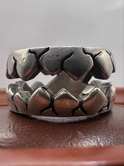 Unique 925 Sterling Silver Mouth Ring • Size - T  • 19.93 Grams