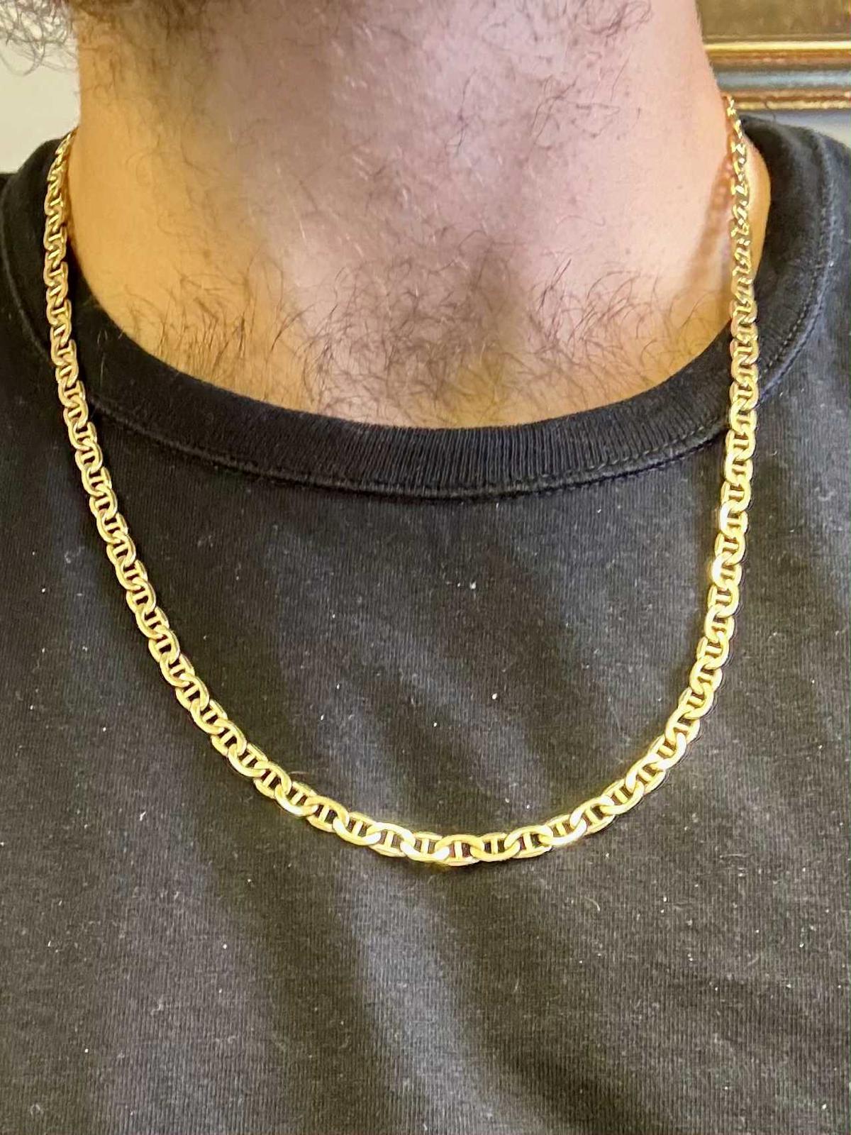Vintage 9ct Yellow Gold Mariner Link Chain - 10.00 Grams - 23"
