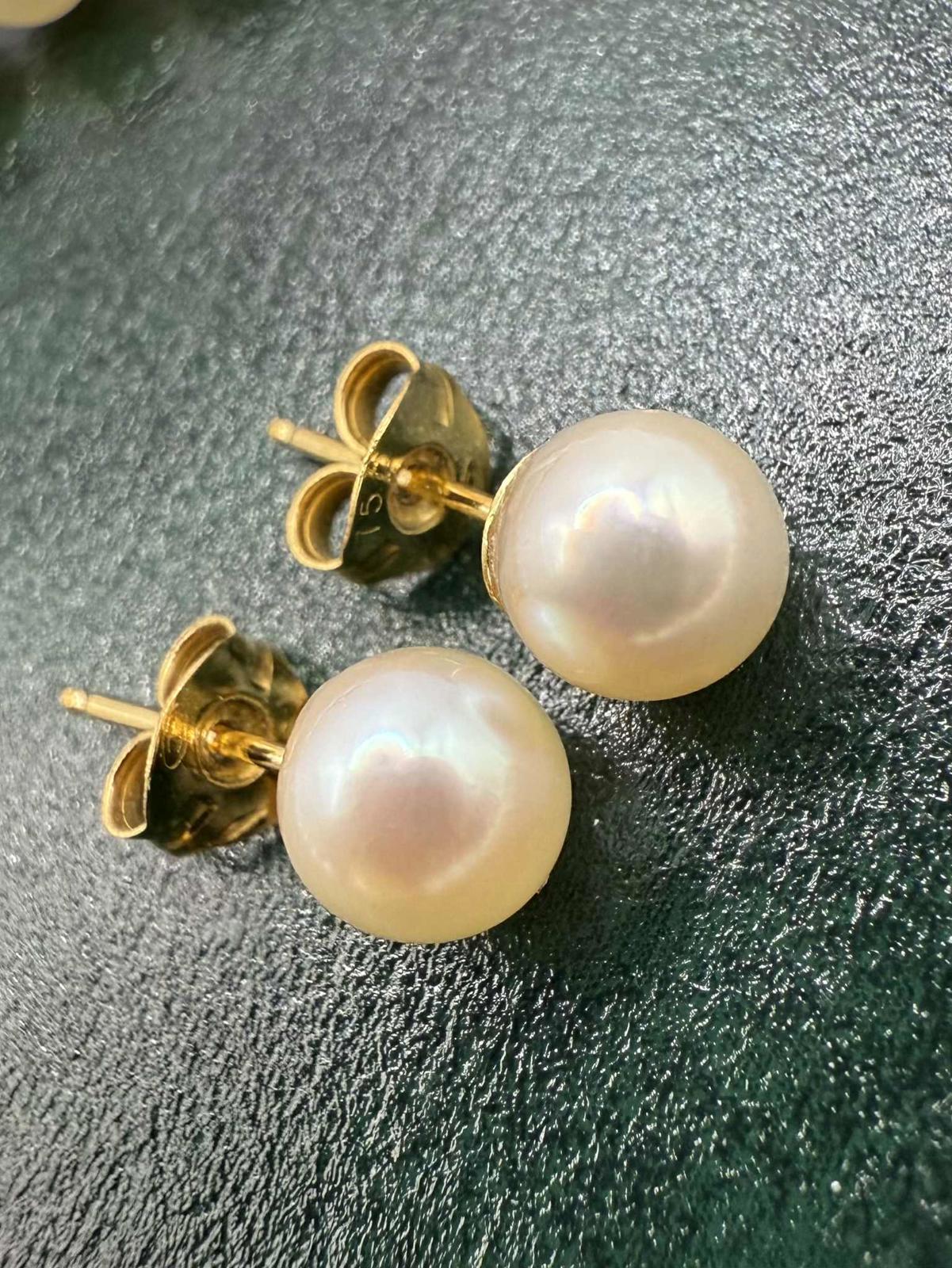 Quality 18ct Gold Clasp Pearl Necklace, Bracelet & Earrings Set - 28.11 Grams