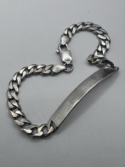 Vintage 925 Sterling Silver Curb Identity Bracelet - 15.91 Grams - 8"