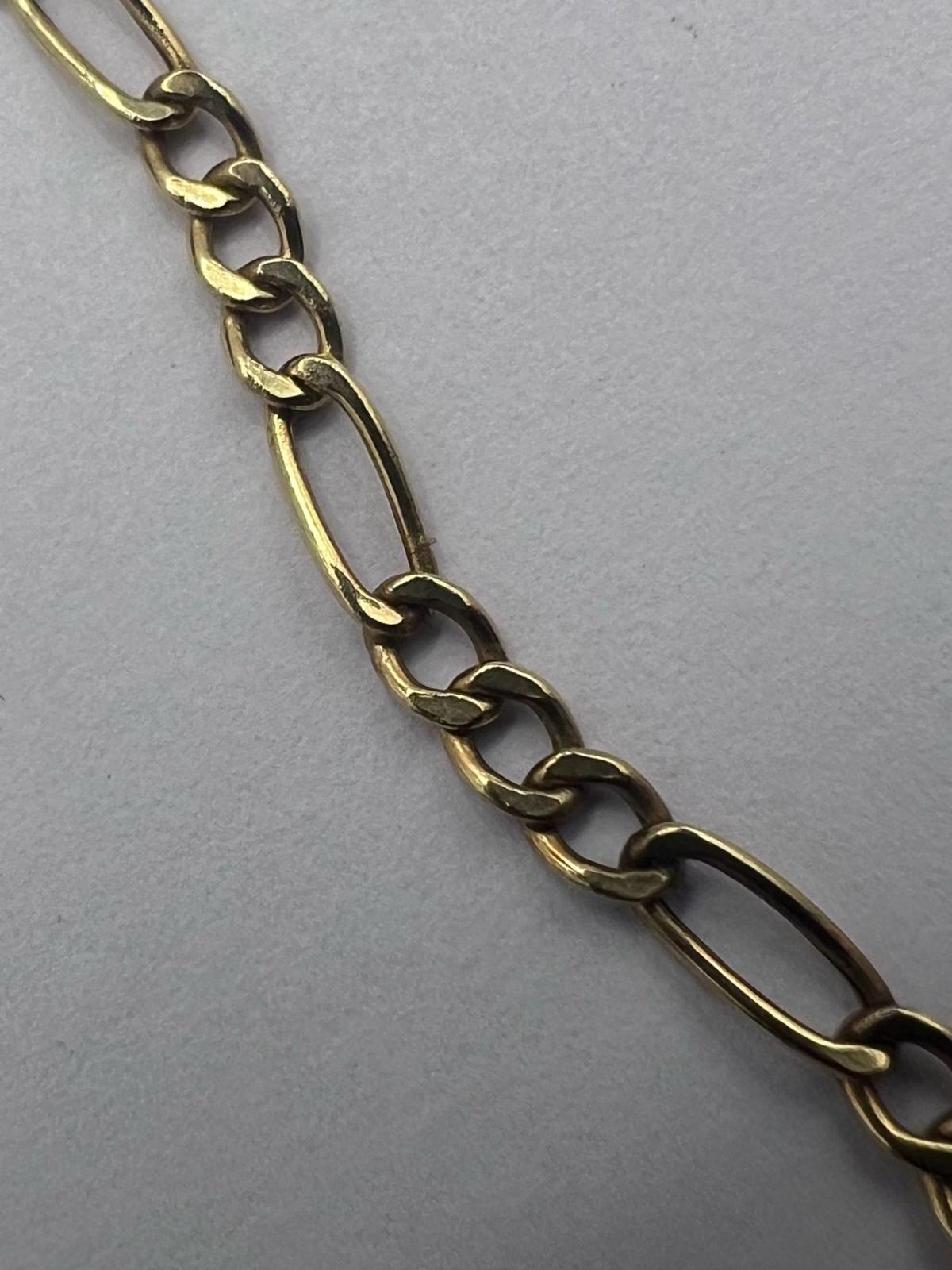 Quality 9ct Yellow Gold Heart Figaro Chain Bracelet • 7 Inch • 2.03 Grams