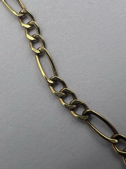 Quality 9ct Yellow Gold Heart Figaro Chain Bracelet • 7 Inch • 2.03 Grams