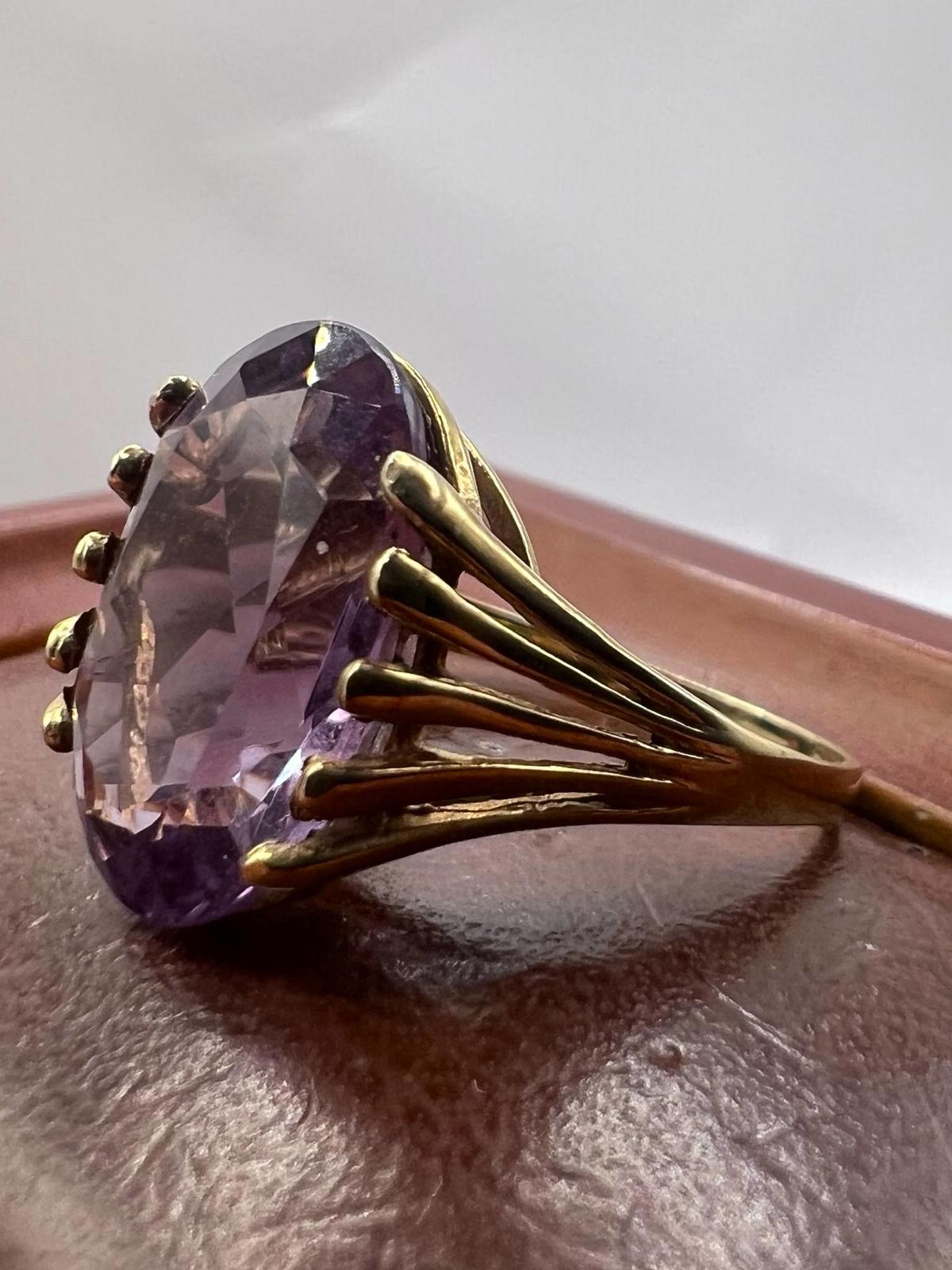 Vintage 9ct Yellow Gold Amethyst Set Ring • 3.36 Grams  • Size - O