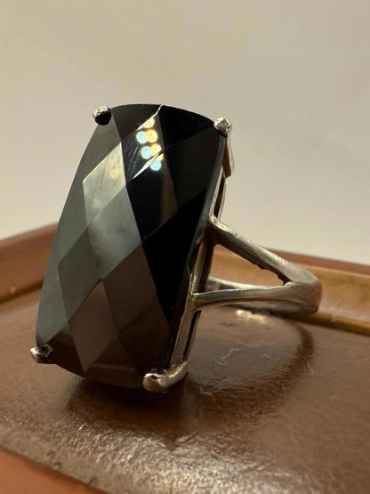 Quality 925 Sterling Silver Smokey Quartz Set Ring • Size - N½ • 8.74 Grams