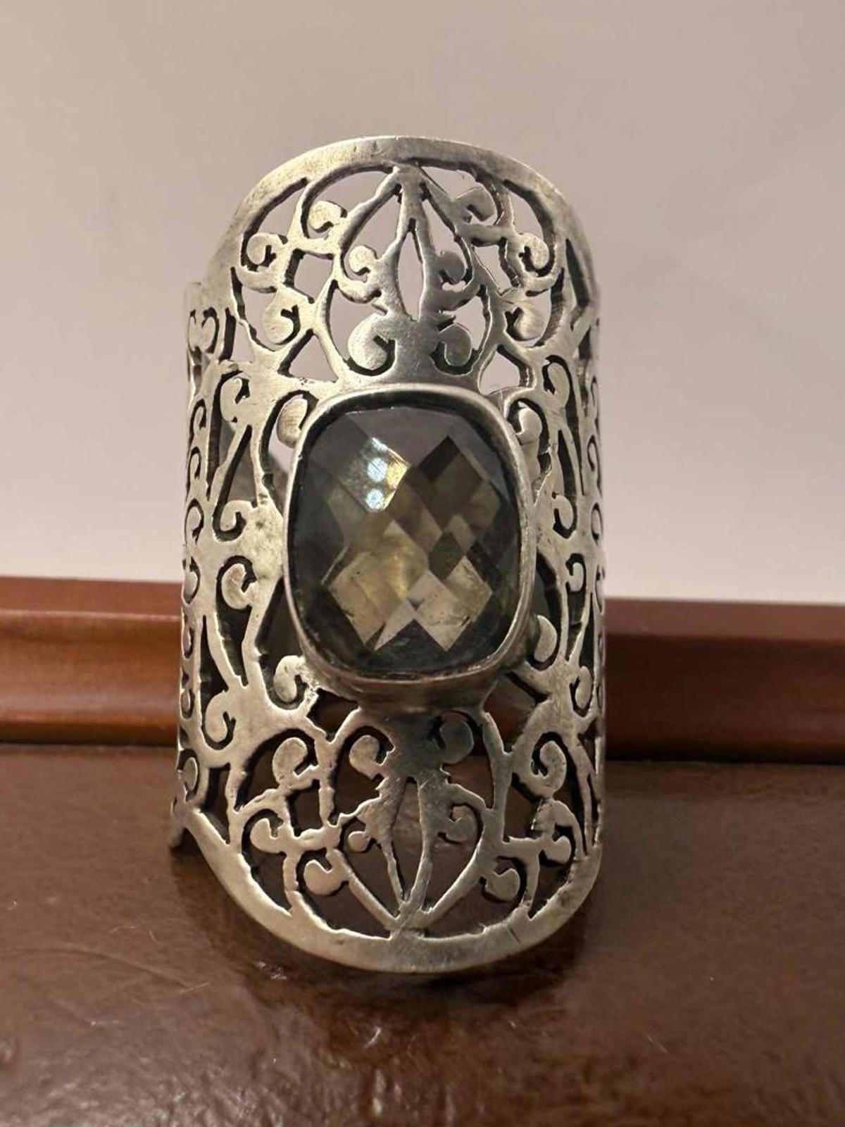 Quality 925 Sterling Silver Filigree Ring • 6.90 Grams • Size - L½