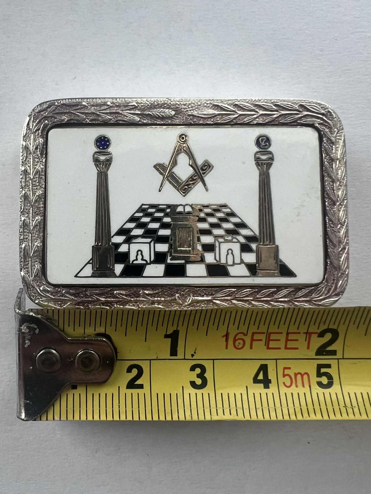 Rare Solid Silver Masonic Chessboard Snuff Box - 69.68 Grams - Original Case