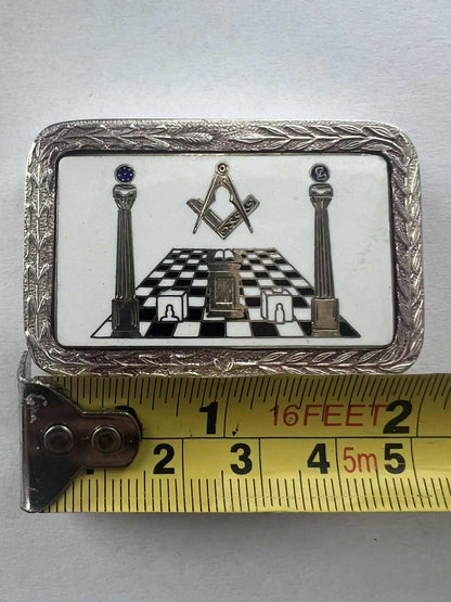 Rare Solid Silver Masonic Chessboard Snuff Box - 69.68 Grams - Original Case