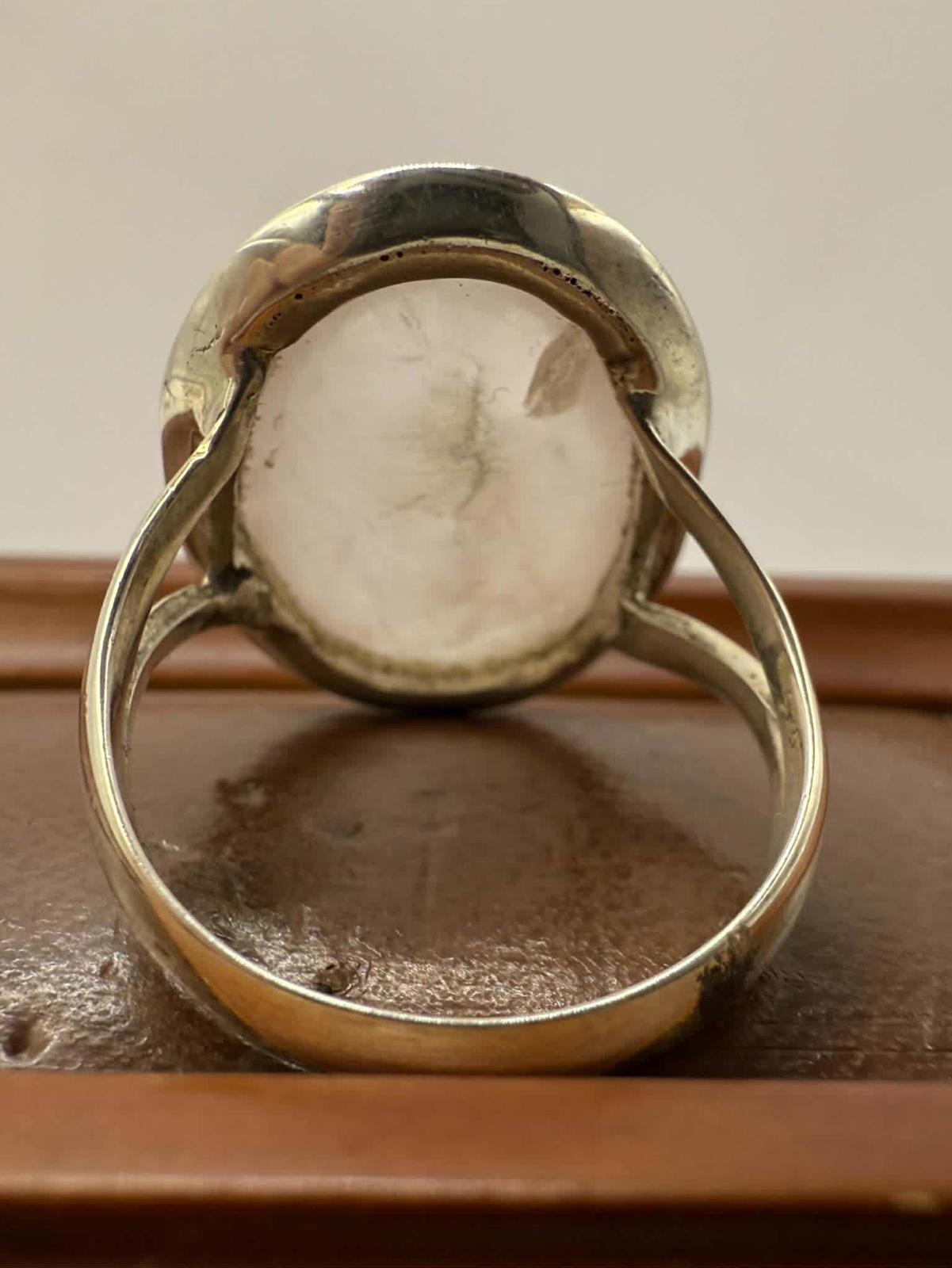 Quality 925 Sterling Silver Rose Quartz Set Ring • Size - Q • 7.66 Grams