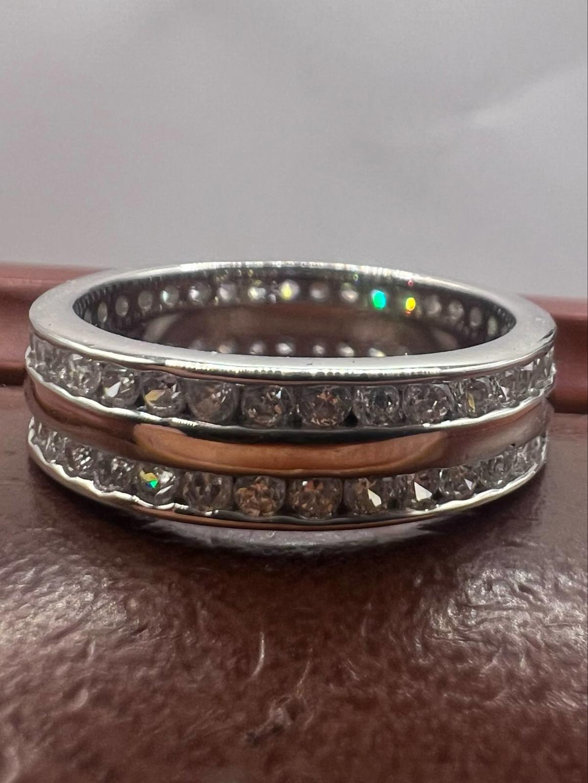 Quality 925 Stone Set Eternity Ring • Size - S • 5.88 Grams