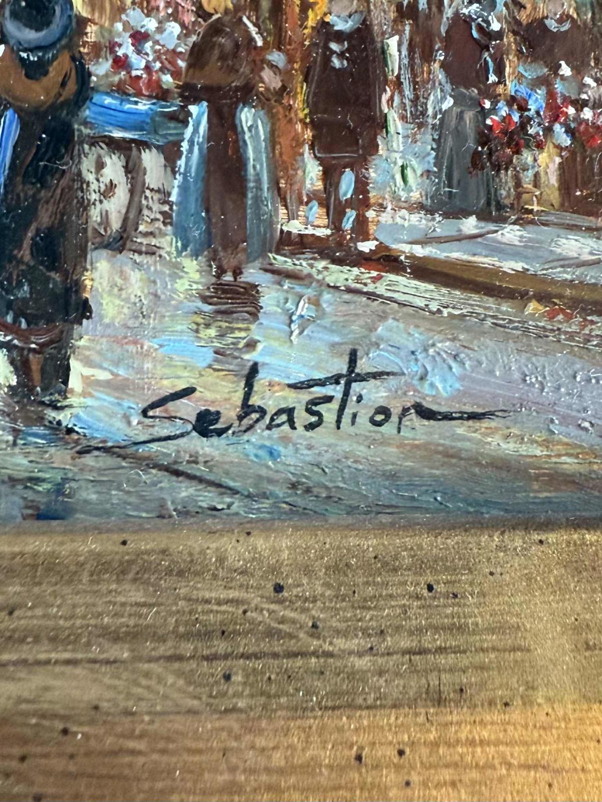 Vintage French Street Scene Oil Painting With Monument - Singed - "Sebastion"