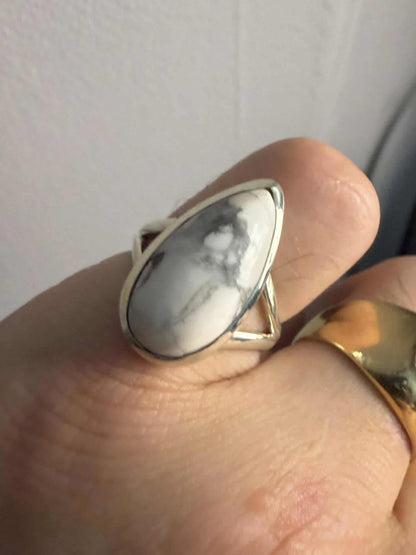 Quality 925 Sterling Silver Agate Set Ring • Size - P • 5.79 Grams