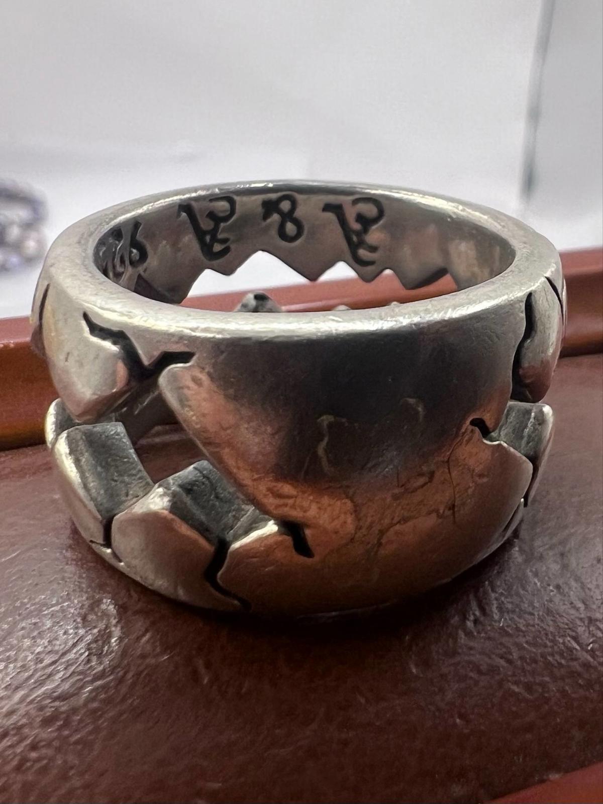 Unique 925 Sterling Silver Mouth Ring • Size - T  • 19.93 Grams