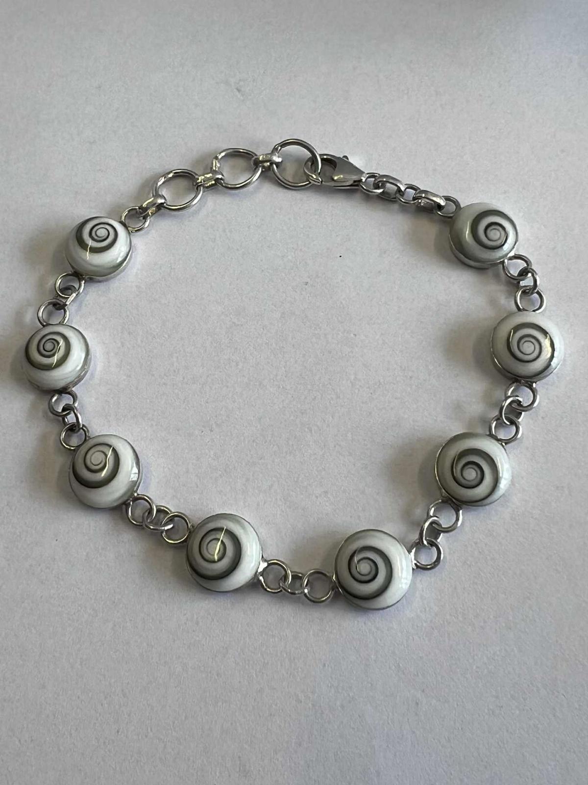 Quality 925 Sterling Silver Swirl Bead Bracelet • 7" • 9.96 Grams