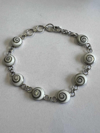Quality 925 Sterling Silver Swirl Bead Bracelet • 7" • 9.96 Grams