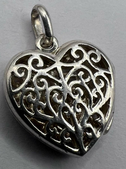 Quality 925 Sterling Silver Open Work Heart Locket - 3.50 Grams