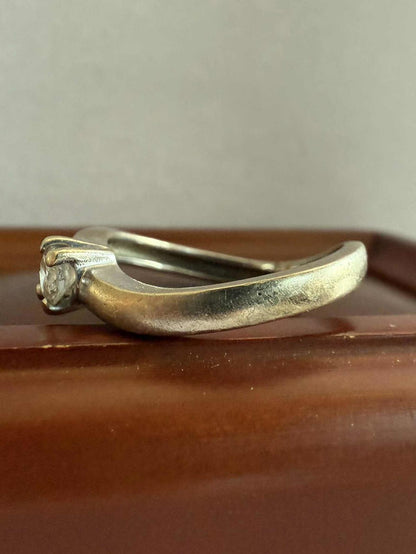 Quality 18ct White Gold White Stone Set Ring • Size - N½ • 4.07 Grams