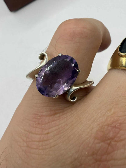 Quality 925 Sterling Silver Amethyst Set Ring • Size - O • 5.47 Grams