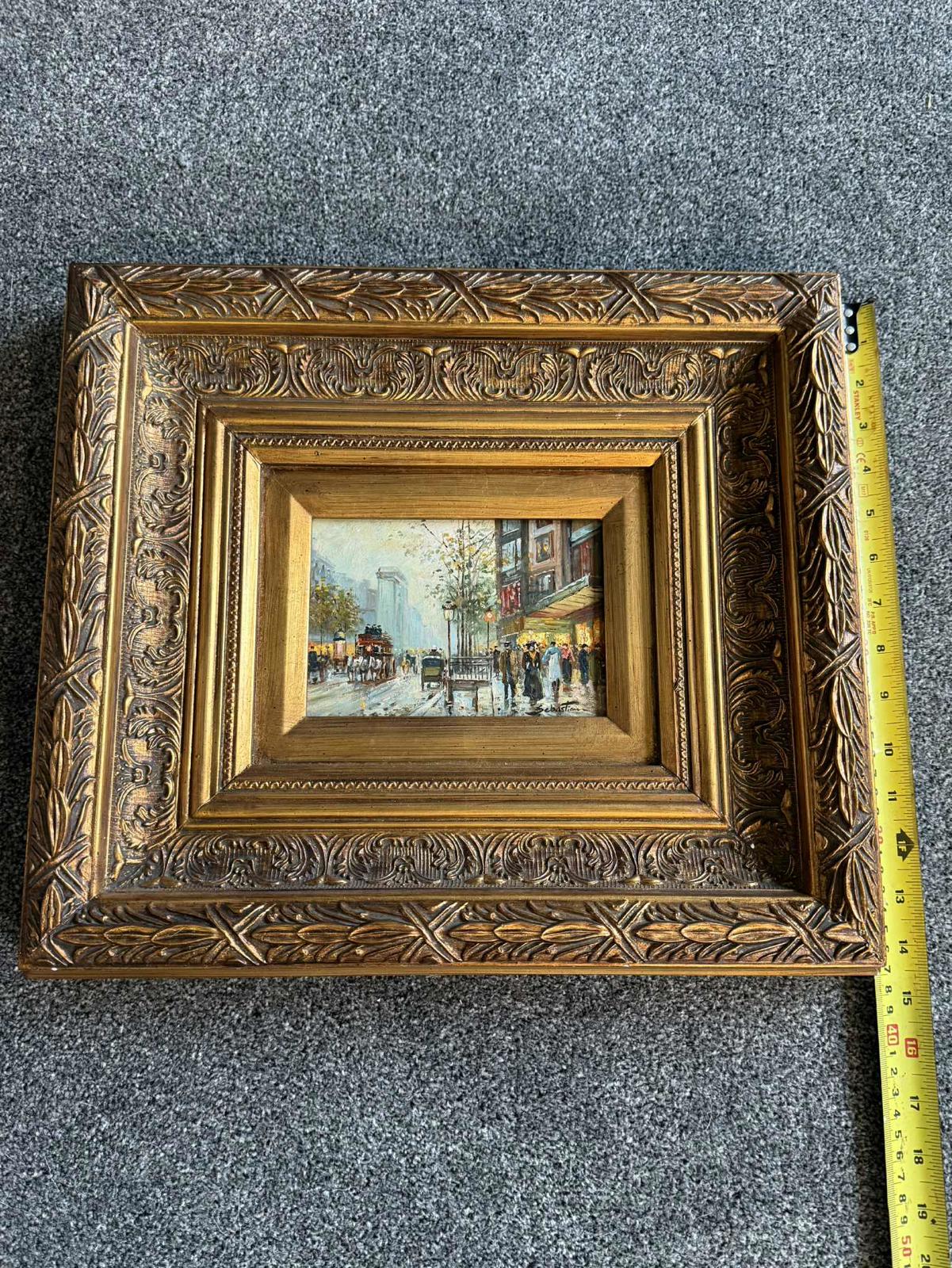 Vintage French Street Scene Oil Painting - Singed - "Sebastion"