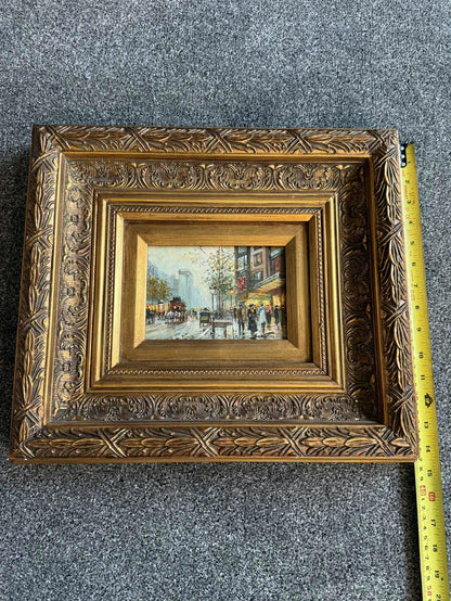 Vintage French Street Scene Oil Painting - Singed - "Sebastion"