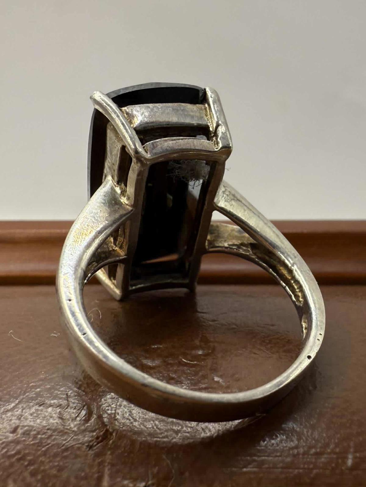Quality 925 Sterling Silver Smokey Quartz Set Ring • Size - N½ • 8.74 Grams