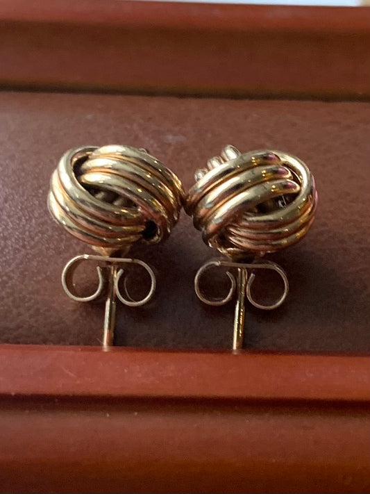 Quality Vintage 9ct Yellow Gold Knot Earrings - 1.76 Grams