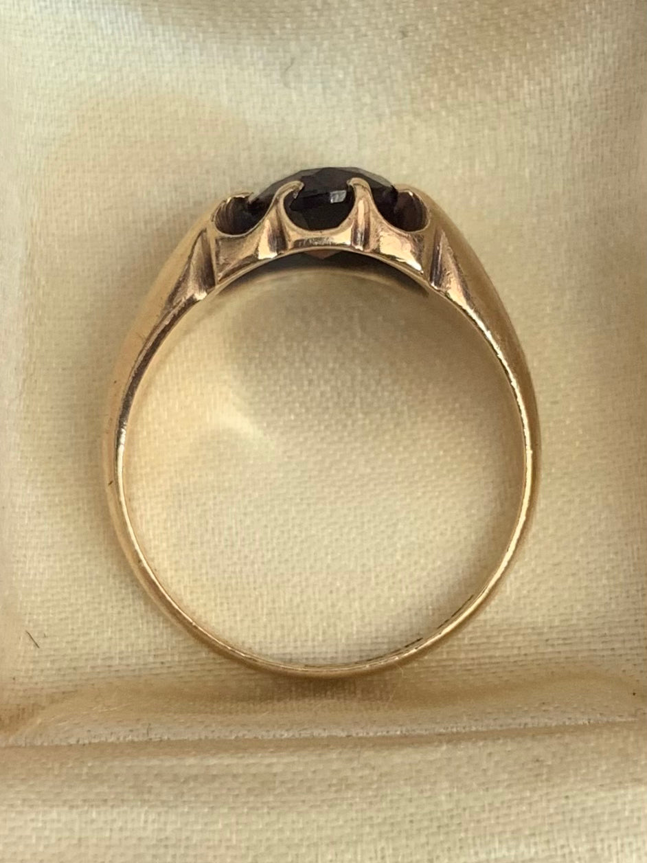 Vintage 9ct Rose Gold Garnet Set Ring - N½