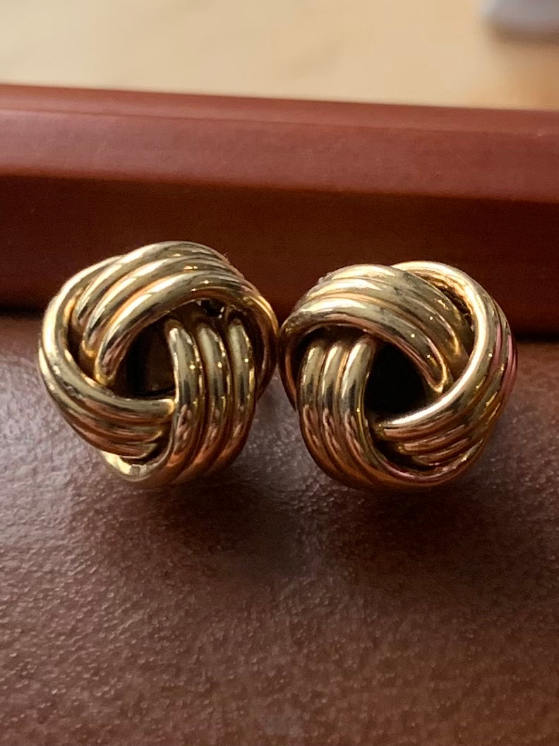 Quality Vintage 9ct Yellow Gold Knot Earrings - 1.76 Grams