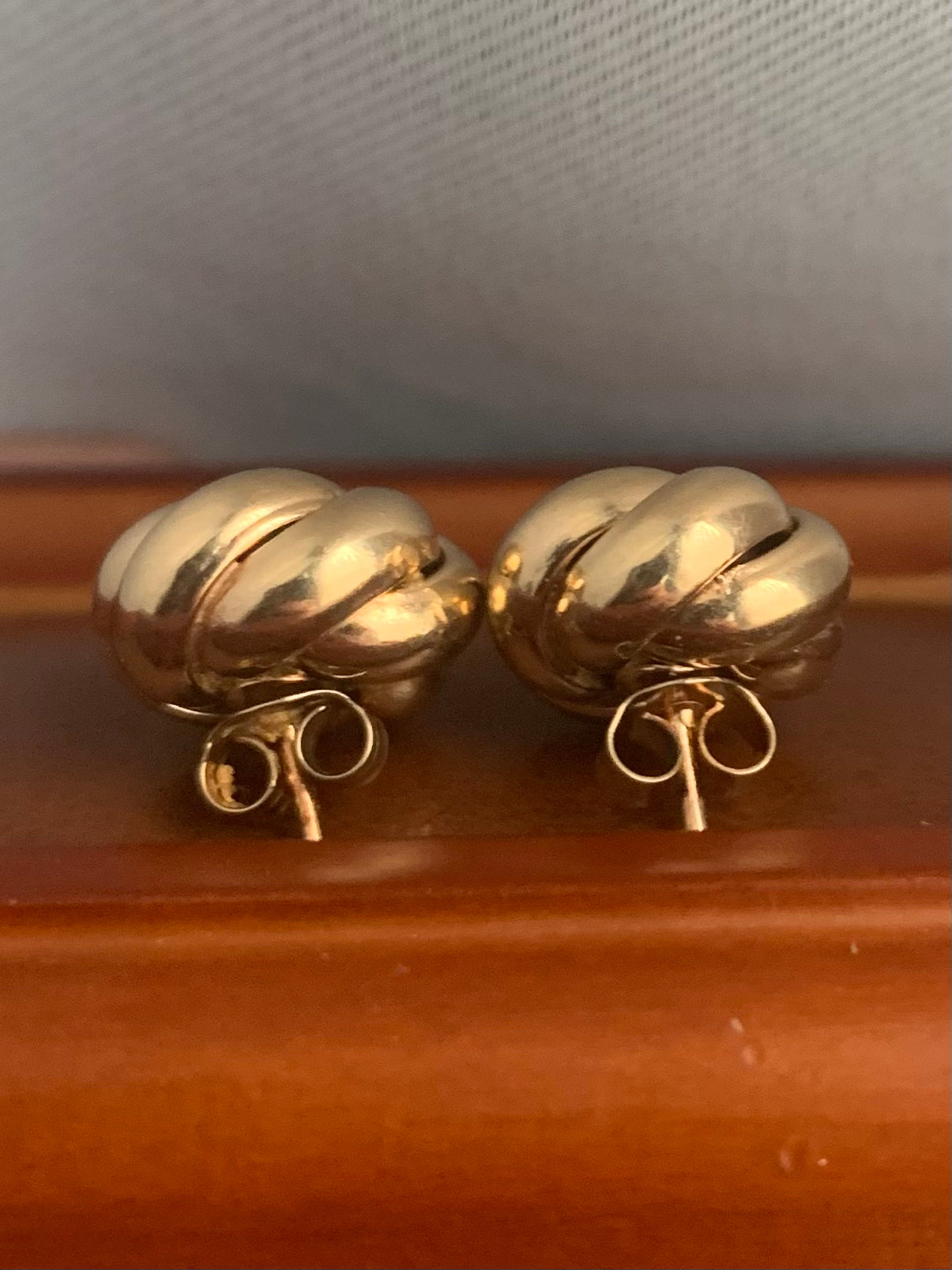 Vintage 9ct Yellow Gold Swirl Knot Earrings - 3.40 Grams