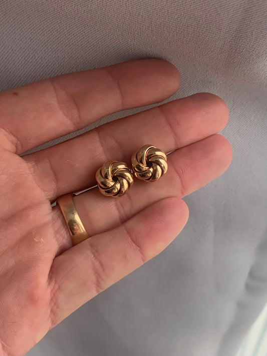 Vintage 9ct Yellow Gold Swirl Knot Earrings - 3.40 Grams