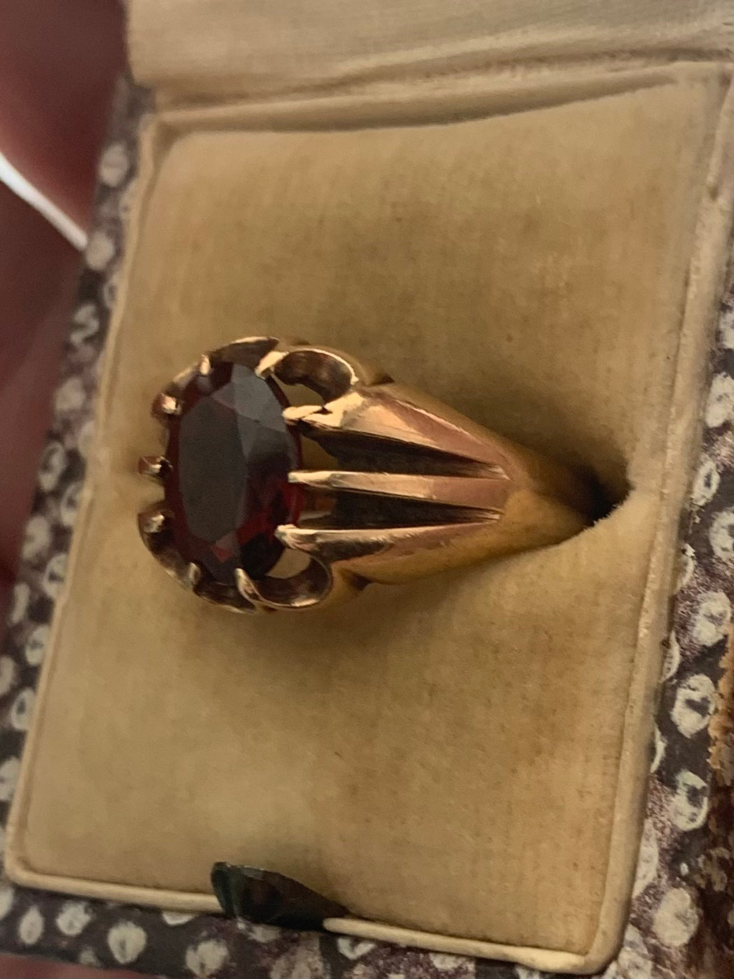 Vintage 9ct Rose Gold Garnet Set Ring - N½