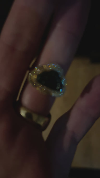 18ct Yellow Gold Jade Buddha & Diamond Set Ring - Q