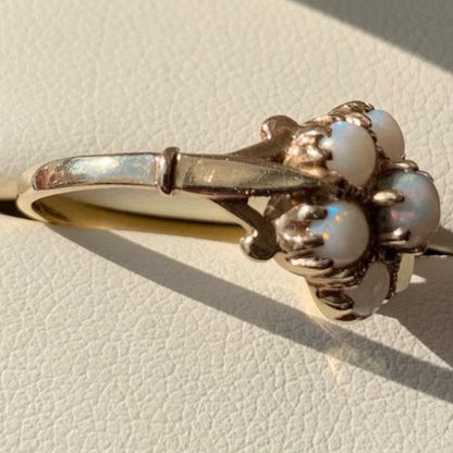 Vintage 9ct Opal Cluster Ring - M½