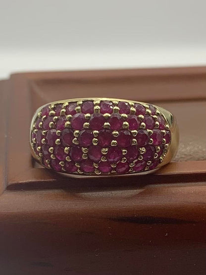 Heavy 9ct Ruby Cluster Ring - N